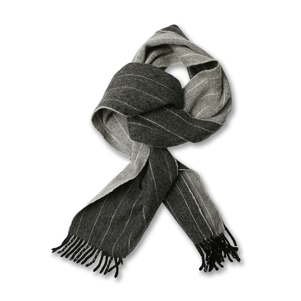 드레익스 [Drake's] 그레이 & 차콜 리버시플 스트라이프 머플러