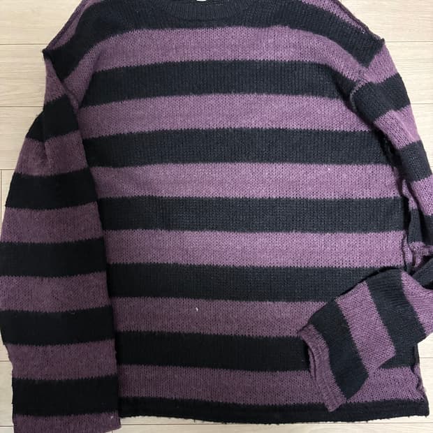 더 킹 아카이브 헤어리 퍼플 스트라이프 니트