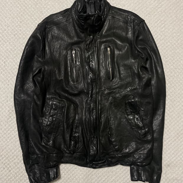 광희시장 웨스턴 무드 램스킨 양가죽 절개 레더 자켓