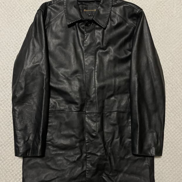 웨스턴 무드 램스킨 양가죽 히든 4버튼 스티치 레더 카 코트