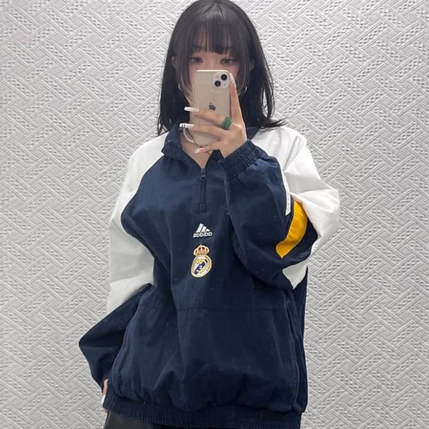 아디다스 레알마드리드 레트로 바람막이 웜업 2XL C10830