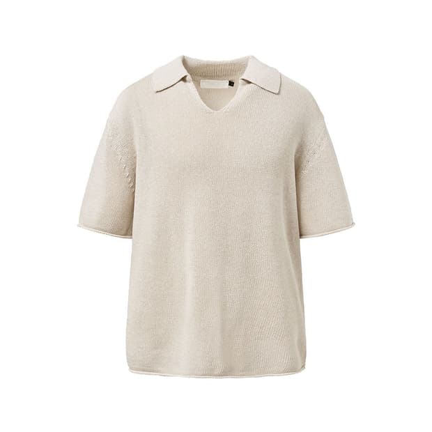 아모멘토 Paper Yarn Collar Knit, Ecru M 사이즈