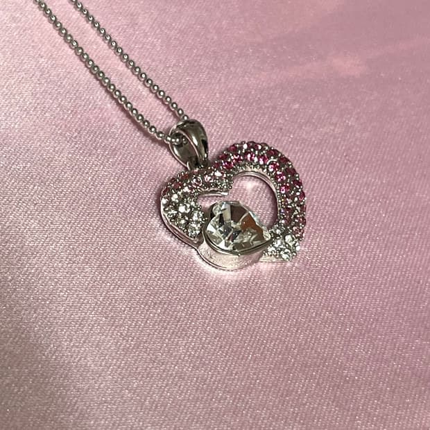 mezzopiano 메조피아노 큐빅 하트 핑크 목걸이 빈티지 러블리