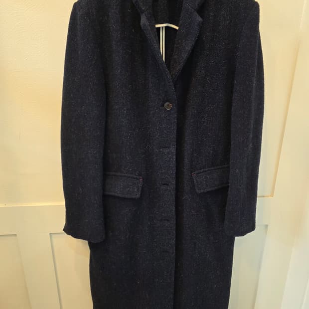 비아 플레인 월리엄 울  코트 네이비