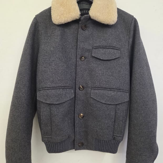 구찌 양털 카라 블루종 자켓 46