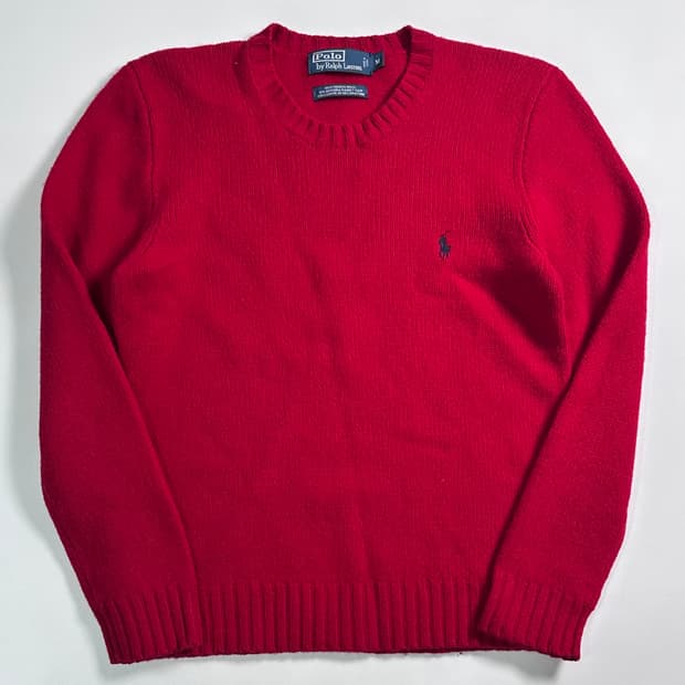 폴로 랄프로렌 레드 메리노 울 니트