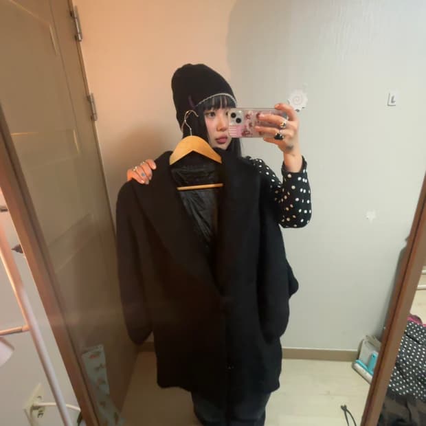 왕단추 한텐 코트