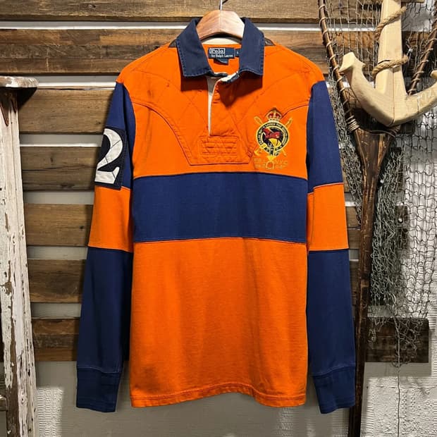 [L]폴로 랄프로렌 오렌지 네이비 럭비 티셔츠