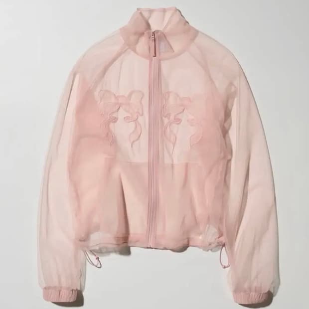 스컬프터 메쉬 시어 집업 자켓 핑크