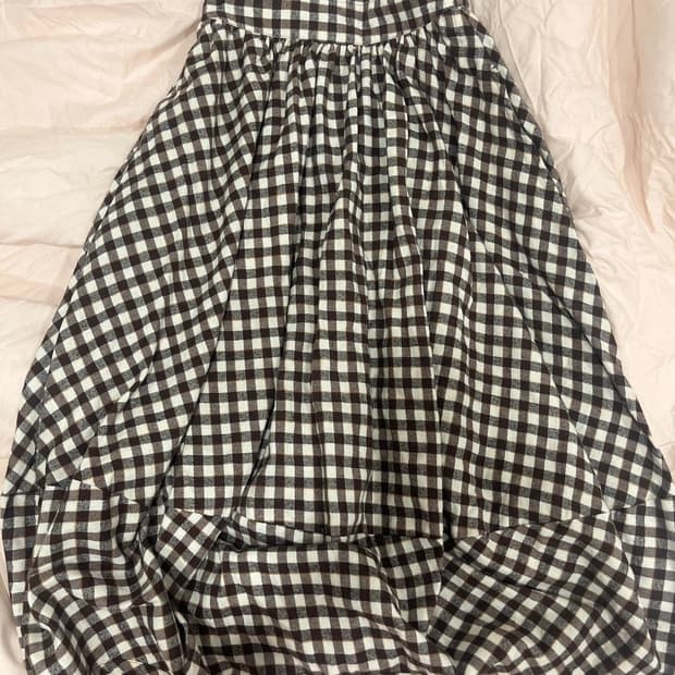 모리걸 체크 브라운 초코 벌룬 스커트