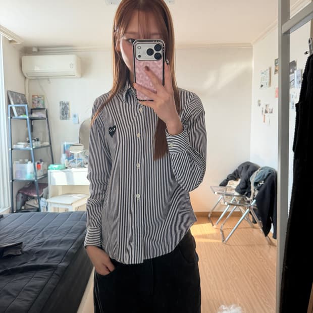 [정품]꼼데가르송 PLAY 스트라이프 셔츠 S