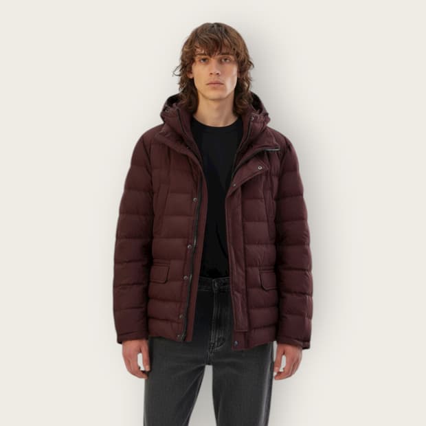 50/ 에르노 이중레이어 구스다운 후디드 패딩점퍼