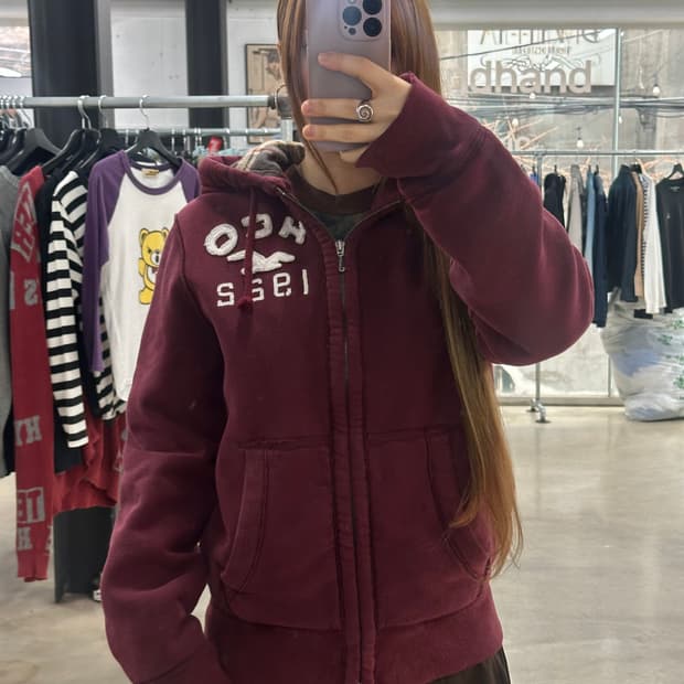 홀리스터 테디체크누빔 헤비웨이트 후드집업자켓