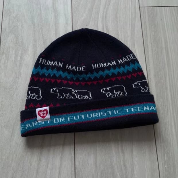 휴먼메이드 자카드 비니 네이비