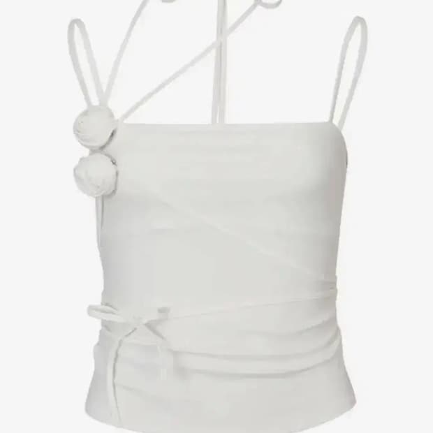 페인오어플레져 로즈 코사지 슬리브리스 화이트 S