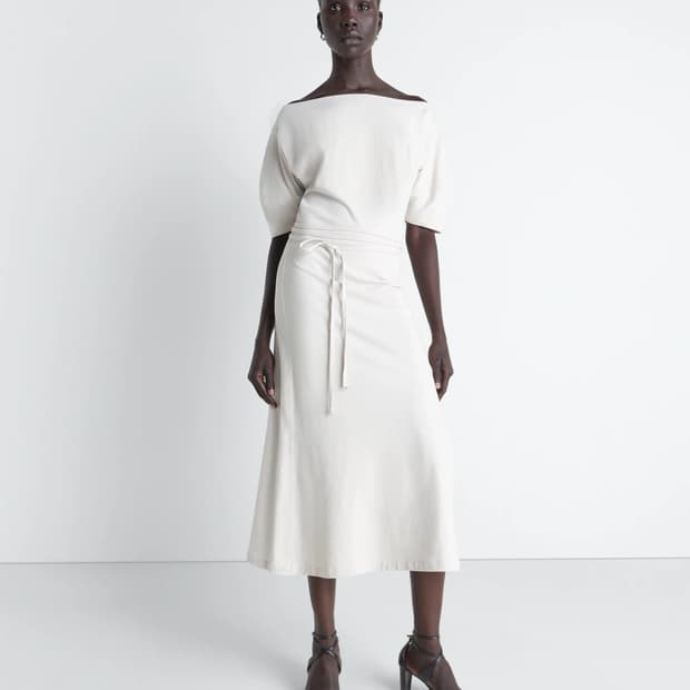 [XS,S]르메르 26ss 오프숄더 저지 드레스/펄