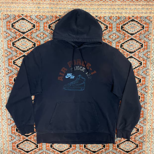 나이키 에어포스원 프린팅 네이비 후드티셔츠 남성XL