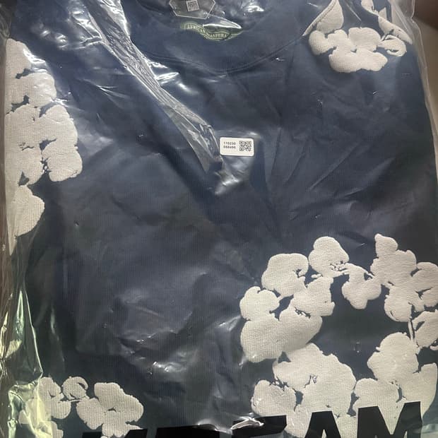 데님 티어스 롱슬리브 코튼 리쓰 티셔츠 그레이 새제품 판매합니다