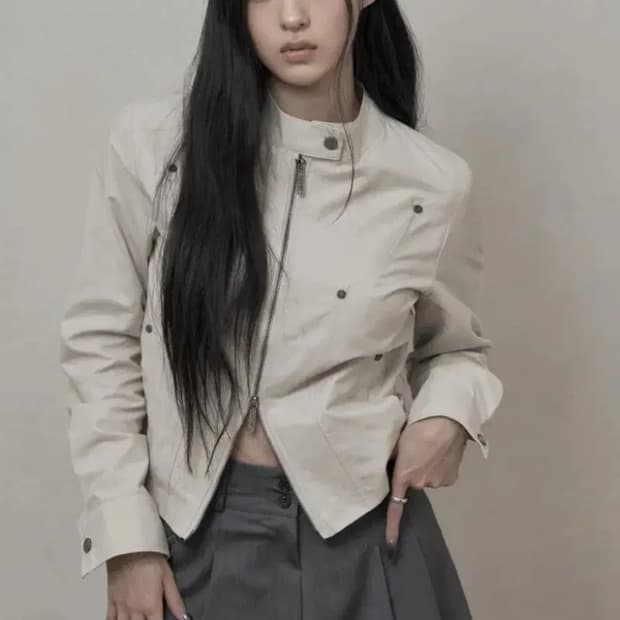 카키포인트 리벳 코튼 자켓 베이지