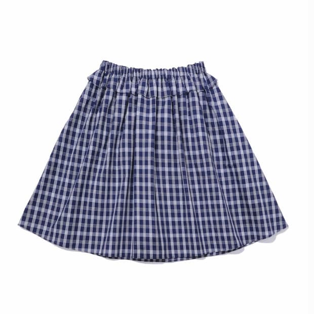 원더비지터 체크 플레어 미디 스커트