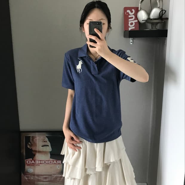 폴로 랄프로렌 빅포니로고 블루 카라티