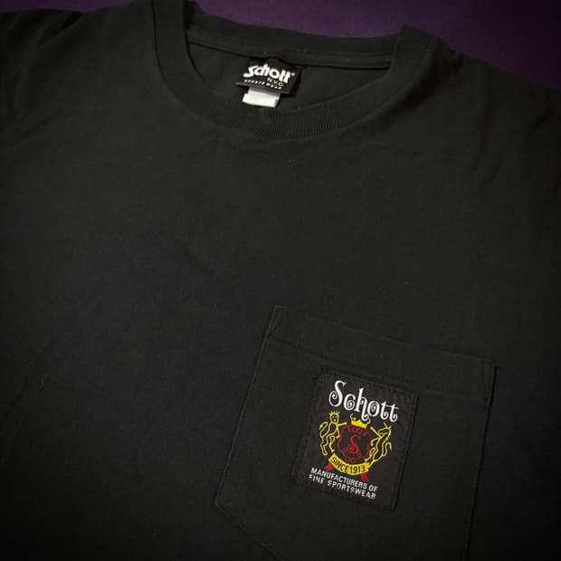 [90s Schott NYC Black Pocket Tee]