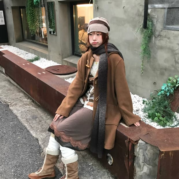 빈티지 카라멜 브라운 모리 노르딕 코디 세트