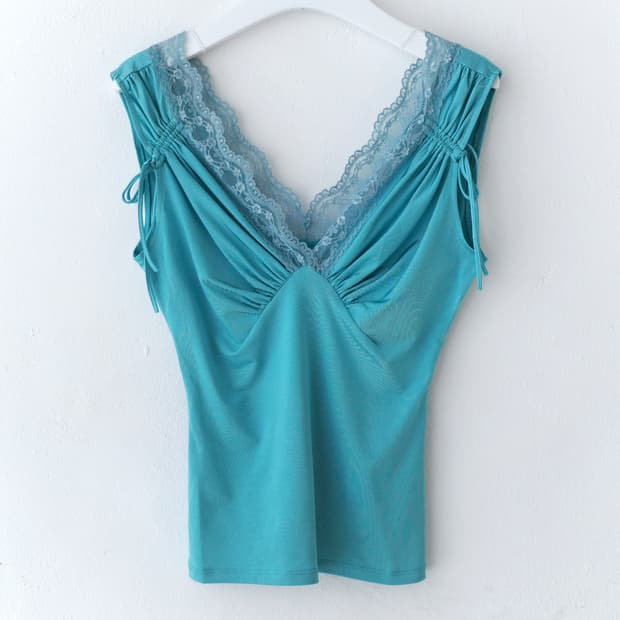 lace shirring sleeveless