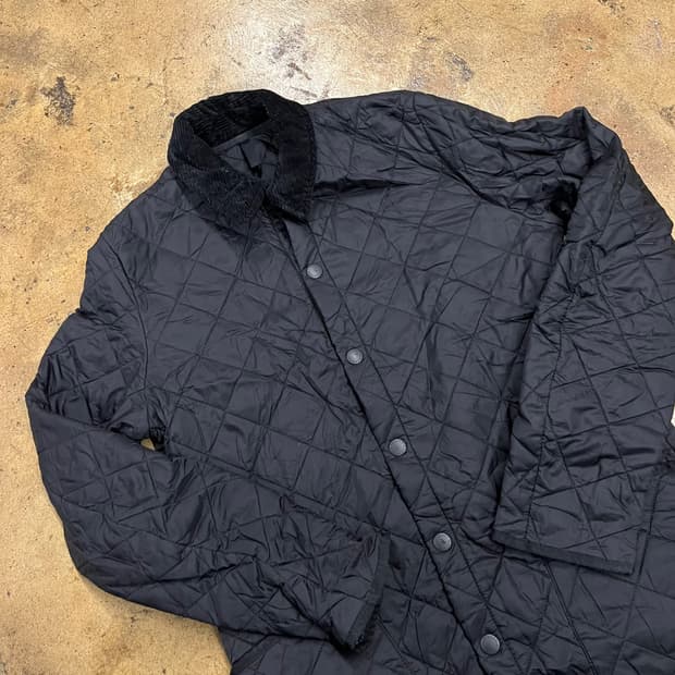 [정품/M] 바버 블랙 퀄팅 자켓 코듀로이 카라 b14