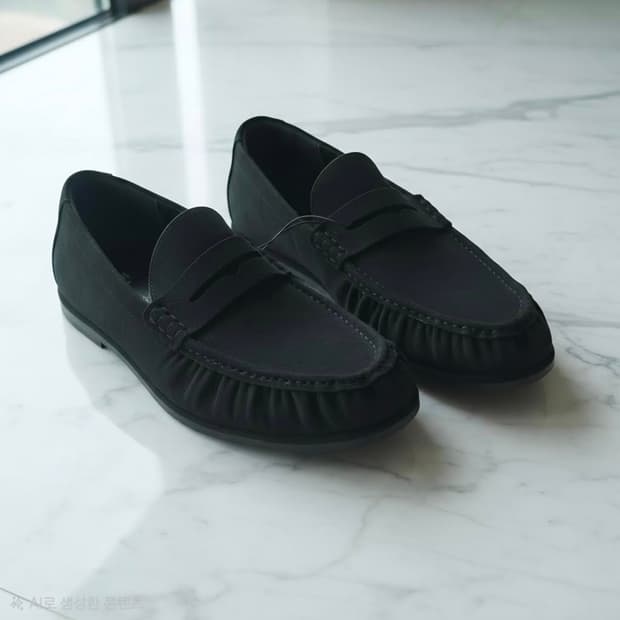 H&m 흐앤므 더로우 맛 셔링 주름 페니로퍼 구두 블랙 hm 에이치앤앰