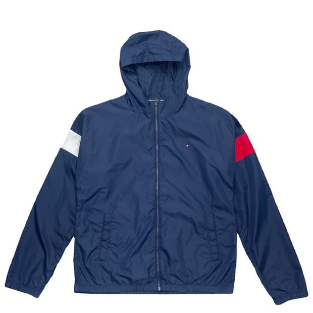 TOMMY HILFIGER 배색 후드 바람막이 네이비 176