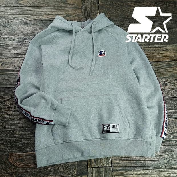 [스타터] 로고 패치 오버핏 후드티 그레이 M19824