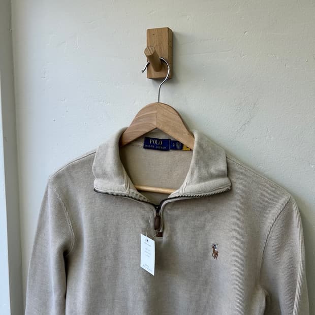 16074 - 폴로 랄프로렌 오트밀 반집업 니트