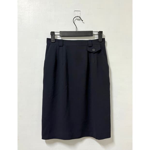 네이비 포켓 미디 스커트