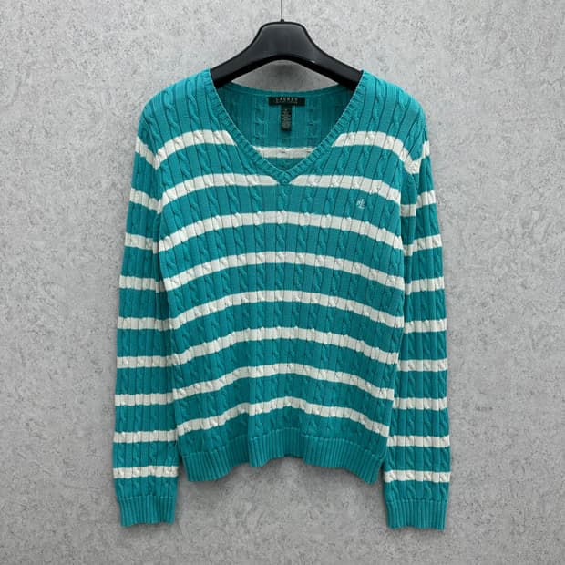 105 폴로 로렌 랄프로렌 남자 브이넥 꽈배기 숏 니트