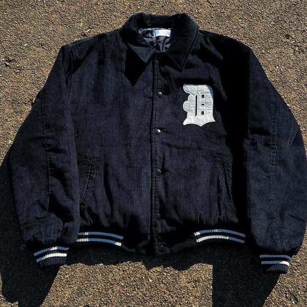 코듀로이 바시티 자켓 네이비