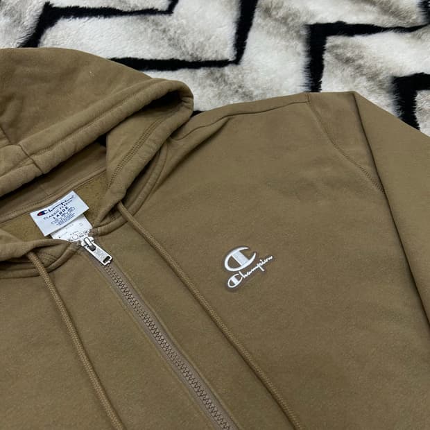 [2XL]챔피온 로고oz 클래식 후드집업/기모/옅은브라운