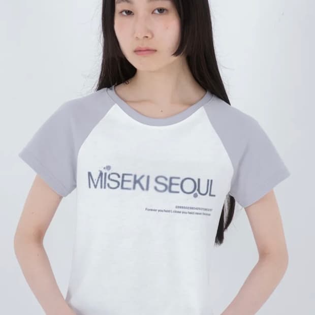 미세키서울 Raglan logo short sleeves LIGHT GR