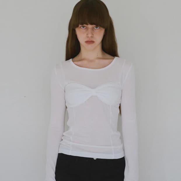 밀로우먼 뷔스티에 셔링 티셔츠