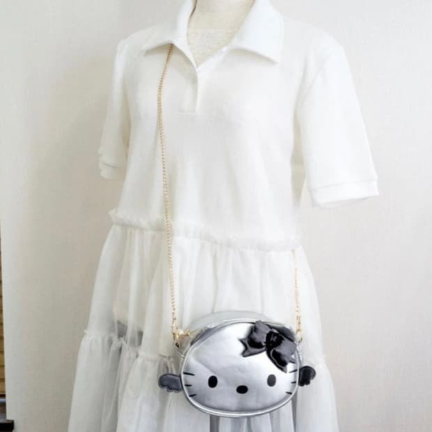 헬로키티 엔젤 크로스백 체인 실버