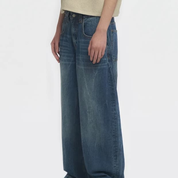 밀로아카이브 리플렉트 커브드 팬츠(미드블루)