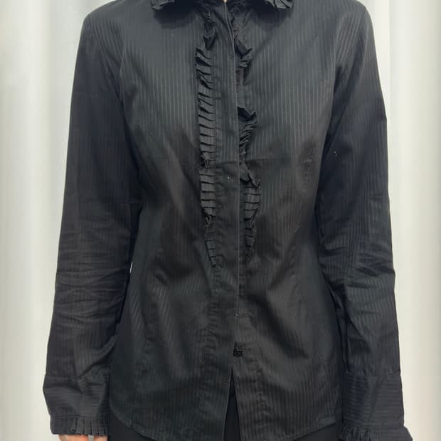 icb black frill shirt