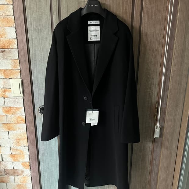 새상품(L)비슬로우 캐시미어 로브 싱글코트 블랙