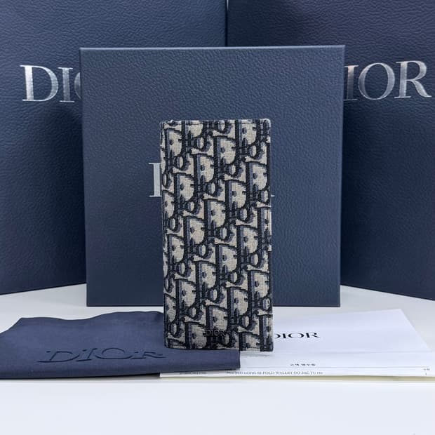 [미사용/선물가능] 26SS 디올 오블리크 자카드 장지갑 베이지