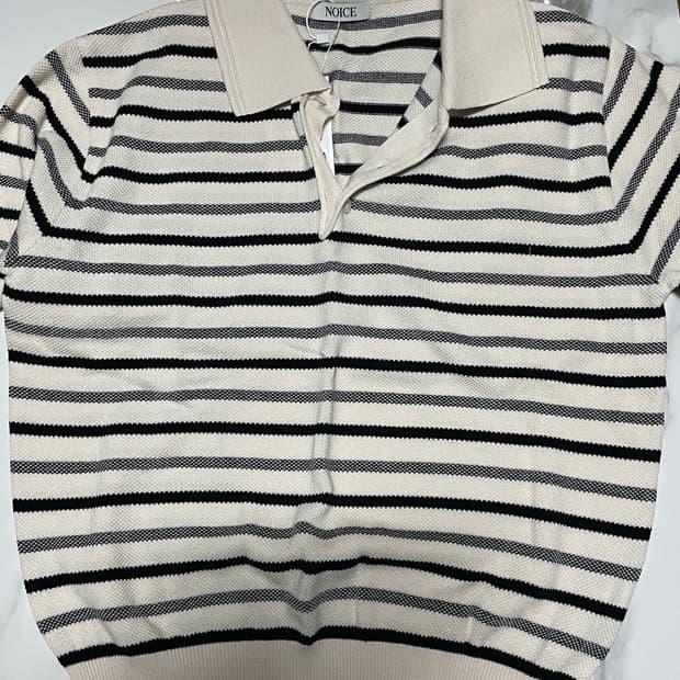 노이스 NOICE 코튼 스트라이프 니트 폴로 - 오트밀(새상품,미착용)