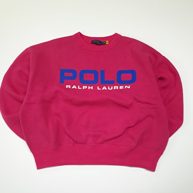 CL866 S 폴로 QR 빅로고 핫핑크 맨투맨 스웻셔츠