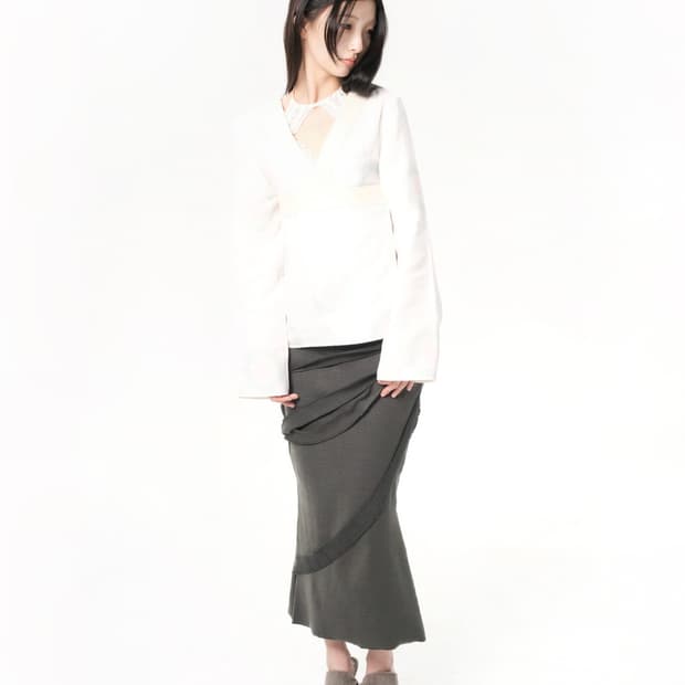 Oshigh Bandage Long Skirt Teal