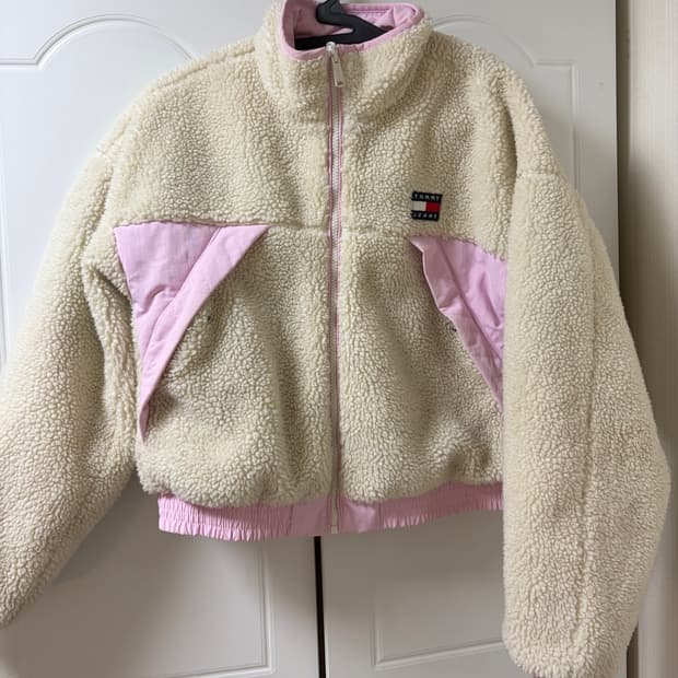 타미힐피거 리버시블 후리스 자켓 핑크