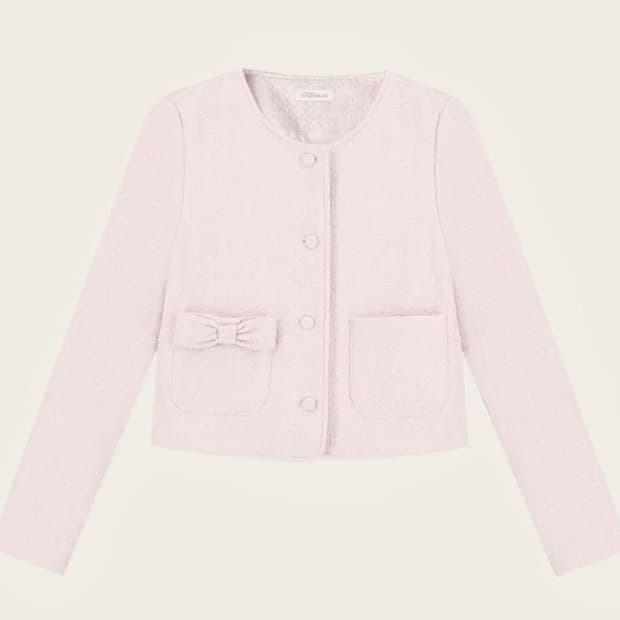 클리시어 리본 트위드 자켓 핑크