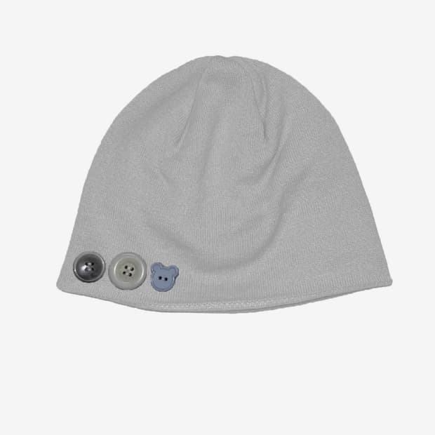 탄산마그네슘 자카드 버튼 비니 아이보리